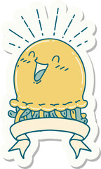 sticker of tattoo style happy jellyfish