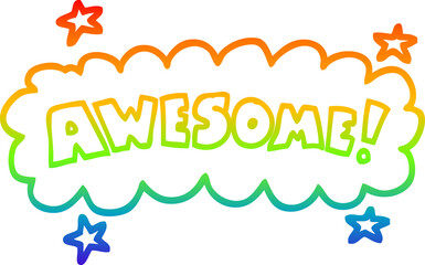 rainbow gradient line drawing cartoon awesome sign
