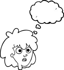 thought bubble cartoon female face