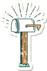 grunge sticker of tattoo style closed mailbox