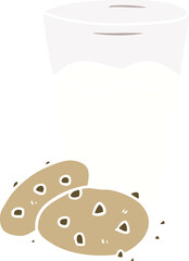 flat color style cartoon cookies and milk