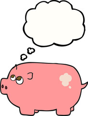 thought bubble cartoon piggy bank