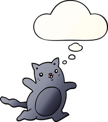 cartoon cat and thought bubble in smooth gradient style
