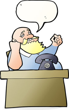 recommend clip art: cartoon arrogant boss man with speech bubble