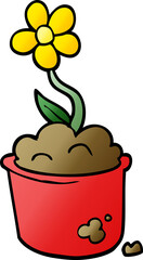 cartoon doodle flower pot