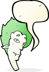 cartoon vampire head with speech bubble