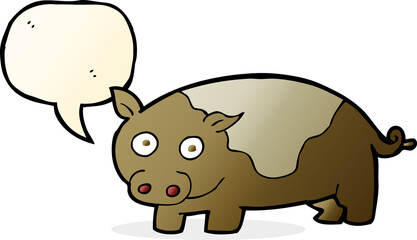 cartoon pig with speech bubble