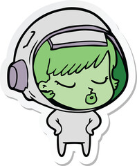 sticker of a cartoon pretty astronaut girl