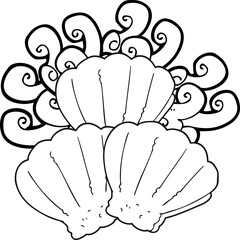 black and white cartoon shells