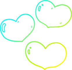 cold gradient line drawing cartoon love hearts