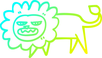 cold gradient line drawing cartoon angry lion