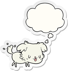 cartoon dog and thought bubble as a printed sticker