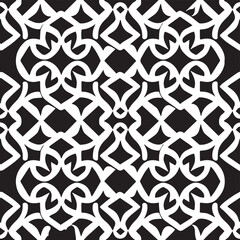 Create a stylish border with Indian-inspired floral elements in black and white. Use a mosaic of repeating geometric shapes on a gray background to add a retro feel.