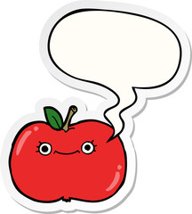 cute cartoon apple and speech bubble sticker