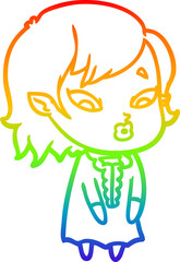 rainbow gradient line drawing cute cartoon vampire girl