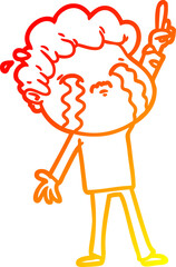 warm gradient line drawing cartoon man crying