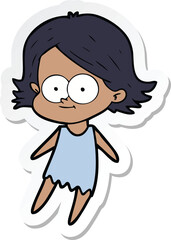 sticker of a happy cartoon girl