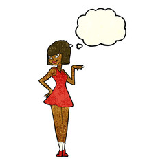 cartoon pretty woman with thought bubble