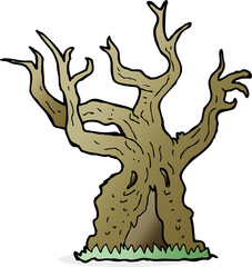Obraz premium cartoon spooky old tree
