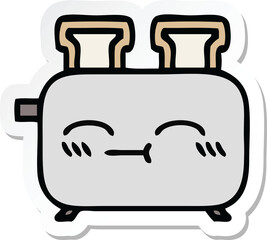 sticker of a cute cartoon of a toaster