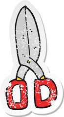 retro distressed sticker of a cartoon scissors