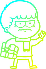 cold gradient line drawing cartoon illustration