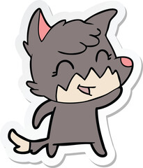 sticker of a happy cartoon fox
