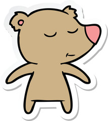 sticker of a happy cartoon bear
