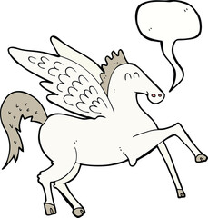 cartoon pegasus with speech bubble