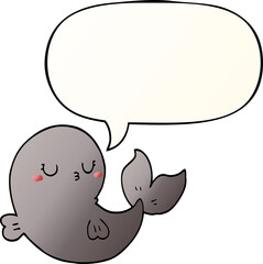 cute cartoon whale and speech bubble in smooth gradient style