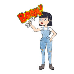 textured cartoon mechanic woman