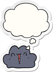 cute cartoon cloud and thought bubble as a printed sticker
