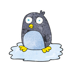 textured cartoon penguin on ice