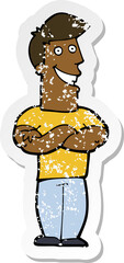 retro distressed sticker of a cartoon grinning man