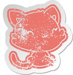 distressed old sticker of cute kawaii kitten
