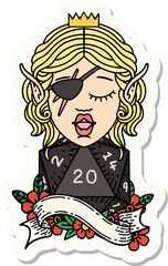 elf rogue with natural twenty dice roll sticker