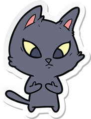 sticker of a confused cartoon cat