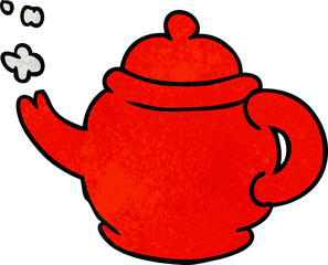 textured cartoon doodle of a blue tea pot
