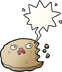 cartoon cookie and speech bubble in smooth gradient style