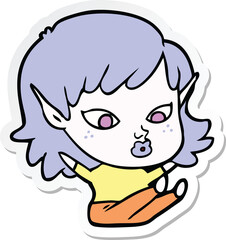 Obraz premium sticker of a pretty cartoon elf girl