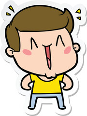 sticker of a cartoon excited man