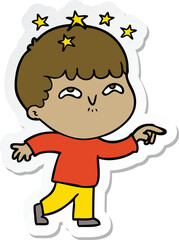 sticker of a cartoon amazed boy