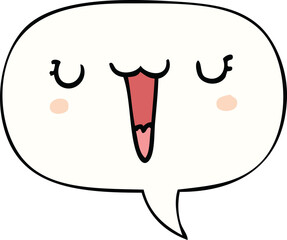 cute happy cartoon face and speech bubble