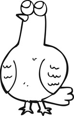black and white cartoon bird