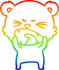 rainbow gradient line drawing angry cartoon bear