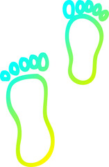 cold gradient line drawing cartoon foot prints