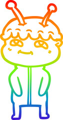 rainbow gradient line drawing friendly cartoon spaceman