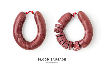 Blood sausage isolated on white background .