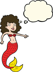 cartoon mermaid with thought bubble