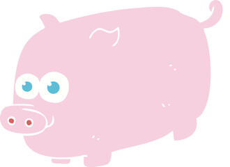 flat color illustration of a cartoon pig